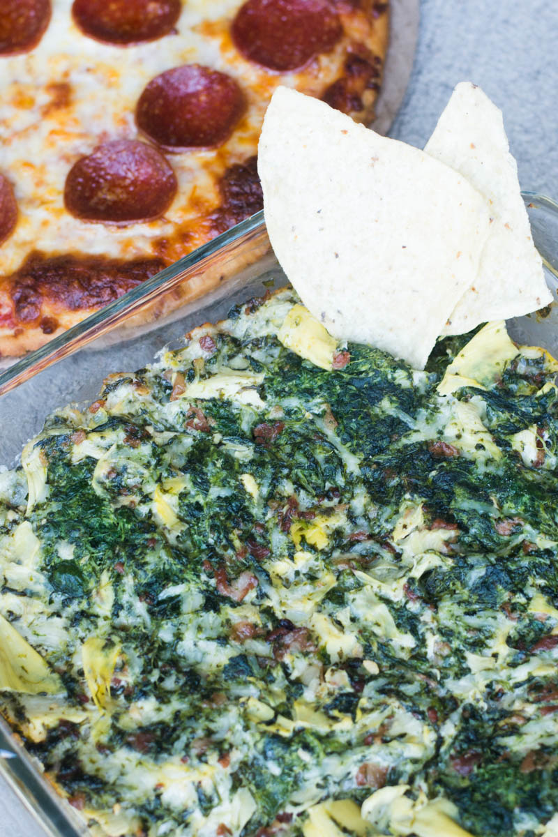 Cheesy Bacon Spinach Artichoke Dip Recipe