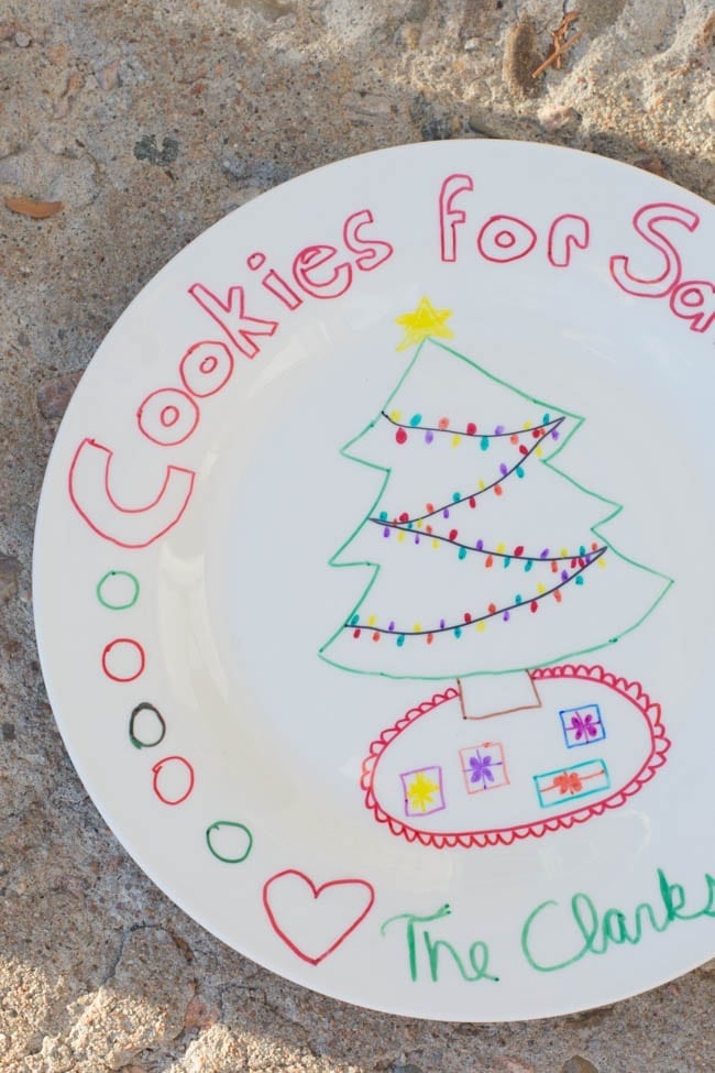 DIY Santa Cookie Plate Tutorial with Sharpies