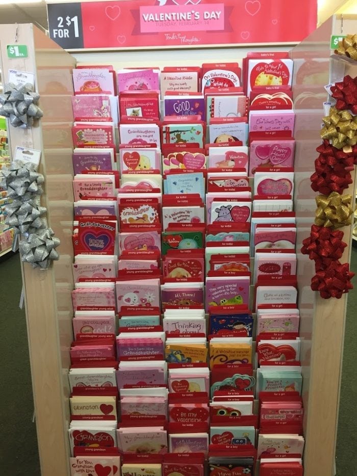 Valentines Cards on Display