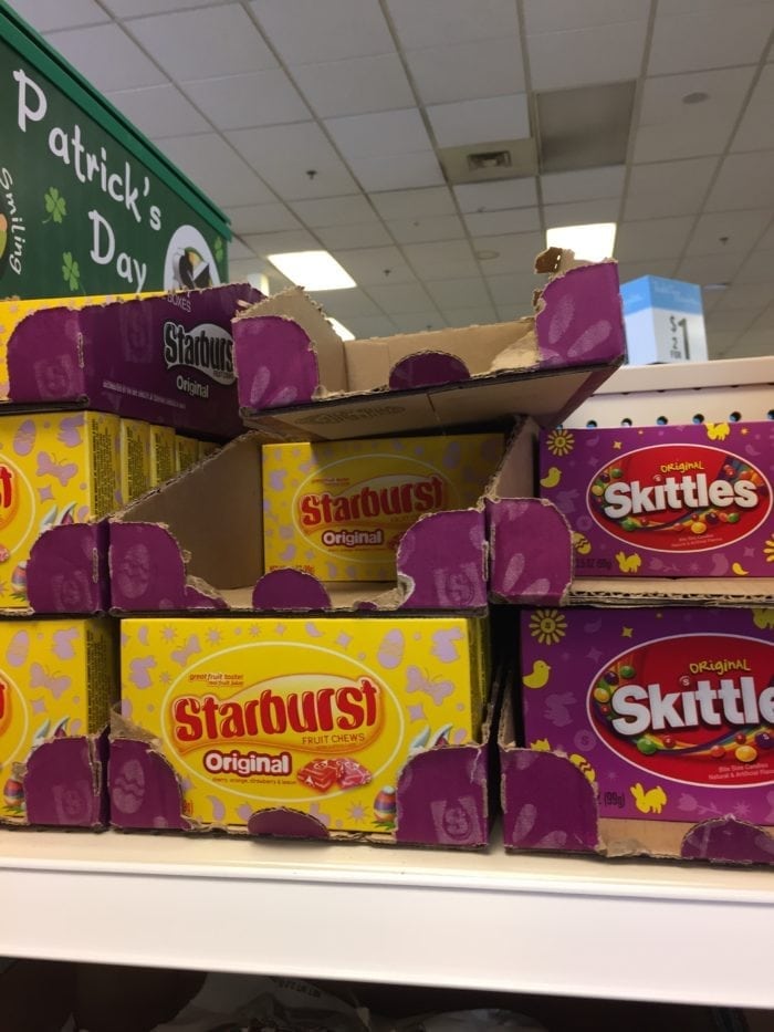 Starburst and Skittles on display