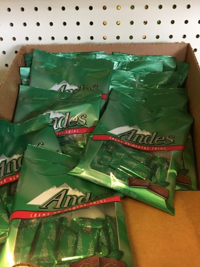 Andes chocolate on display in a store