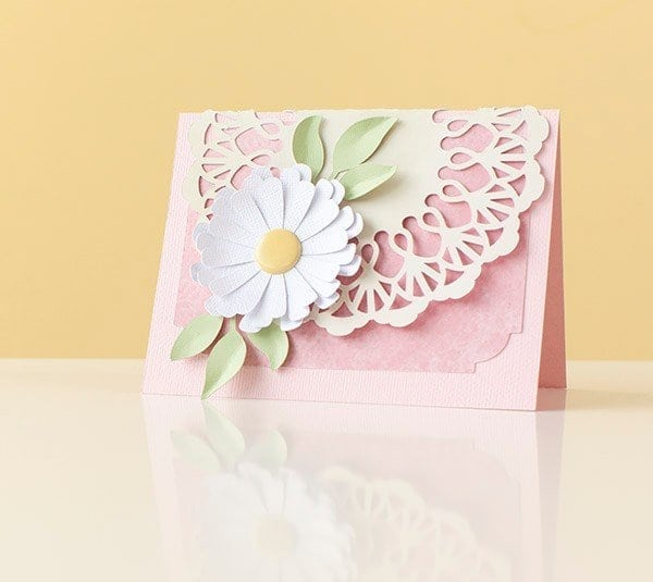 beautiful card with lace and flower