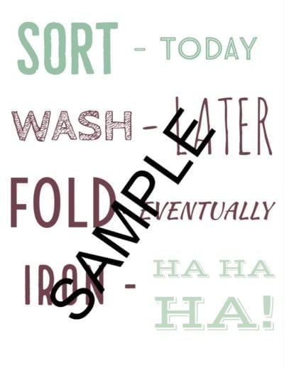 FREE Printable Laundry Signs - Sort Wash Fold Iron