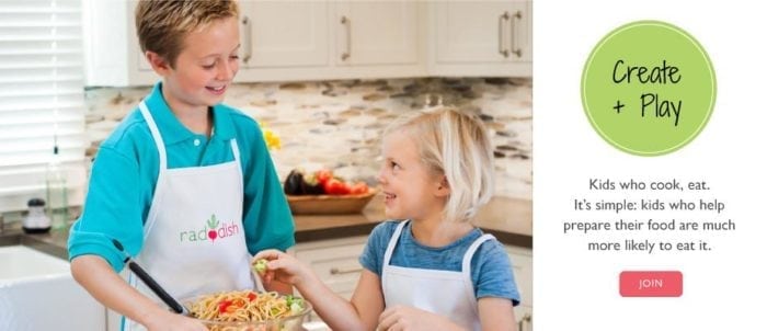 A boy and girl preparing food in a kitchen