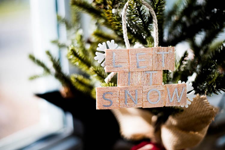 let it snow wood ornament