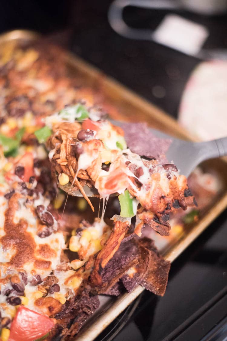 Sheet Pan BBQ Chicken Nachos