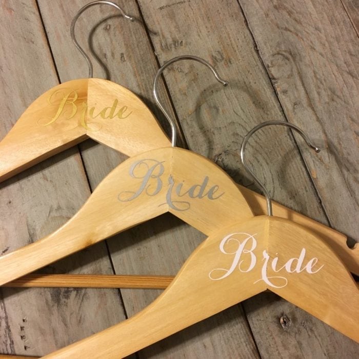 Wooden hangers named Bride
