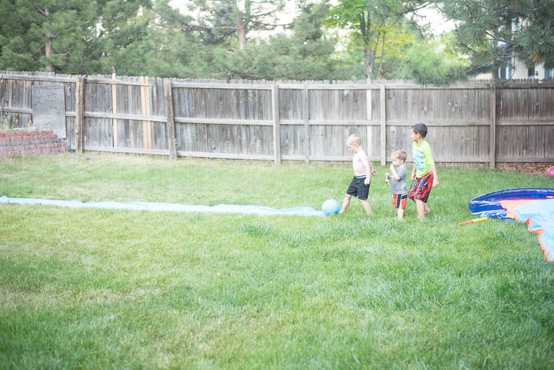 Slip n Slide Kickball with little boys