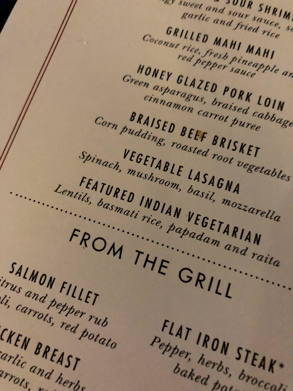 carnival cruise food menu