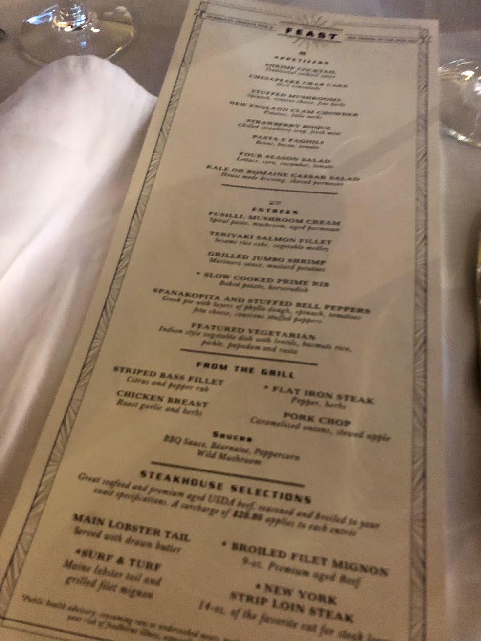 carnival cruise food menu