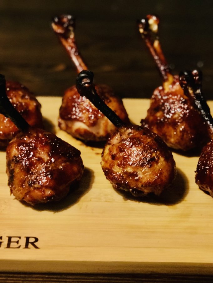 A plate of food, with Chicken and Smoking