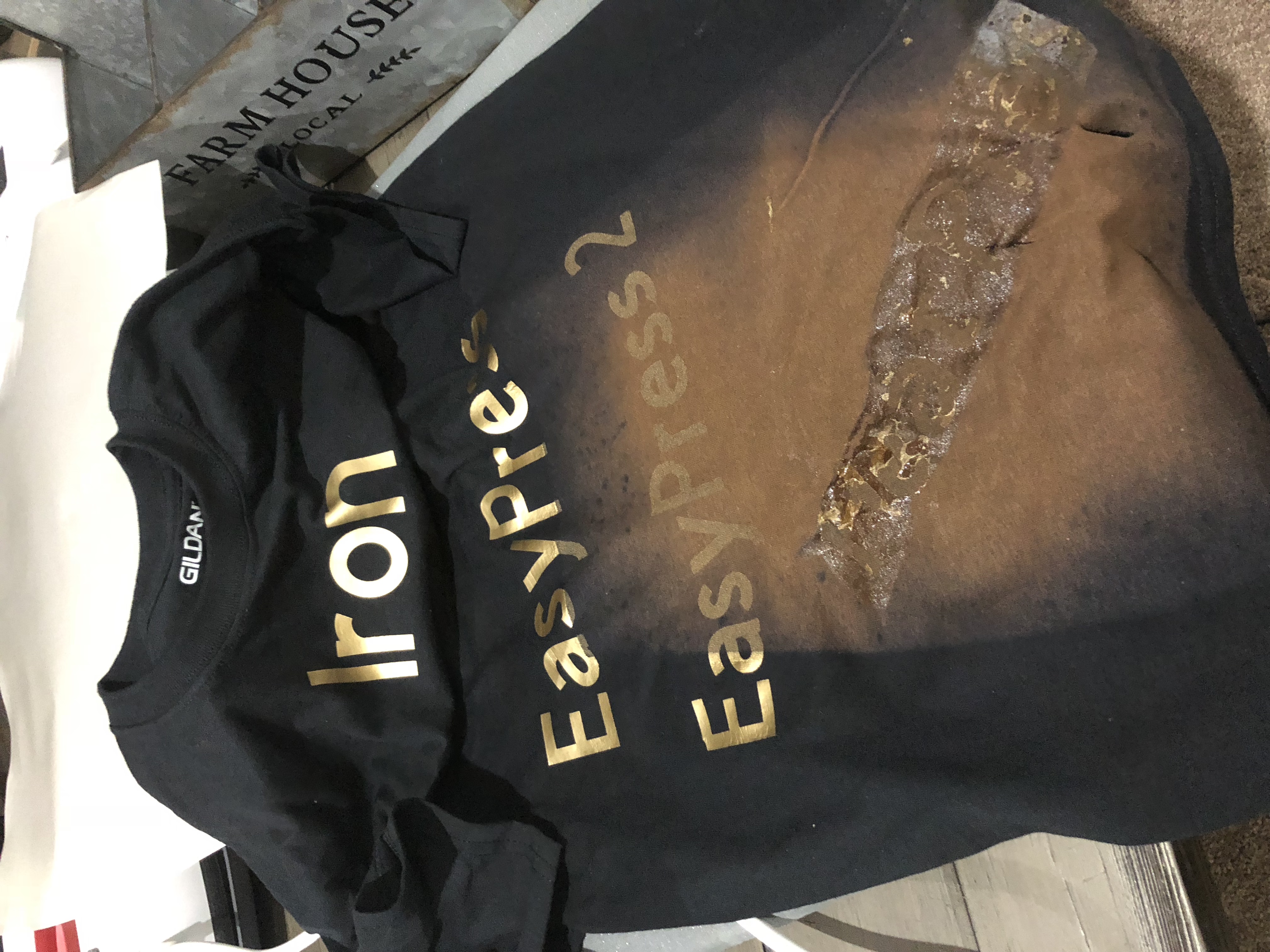 burnt t-shirt using a heat press