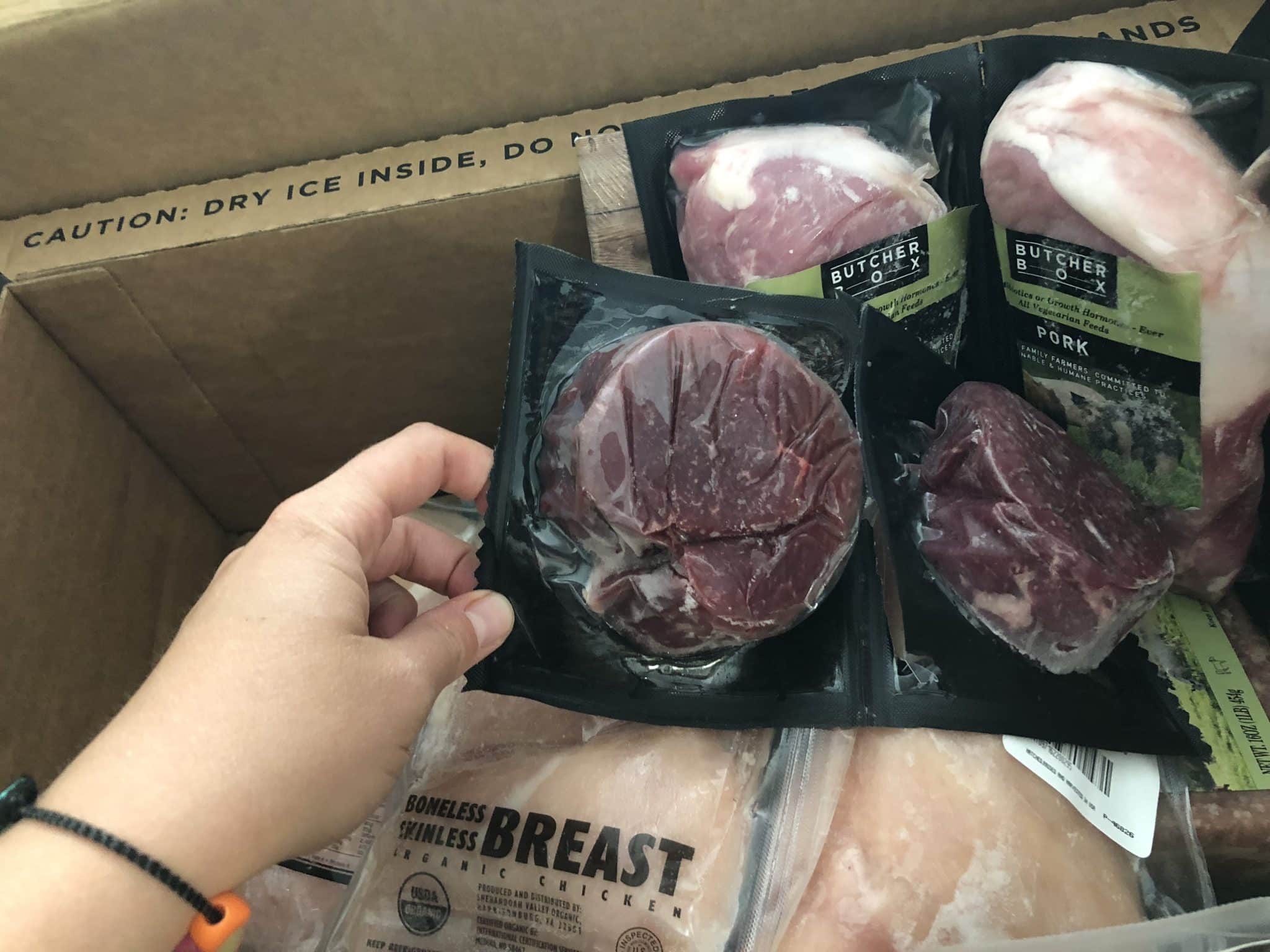 ButcherBox steak, chicken and heritage pork