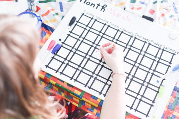 DIY Dry Erase Board calendar