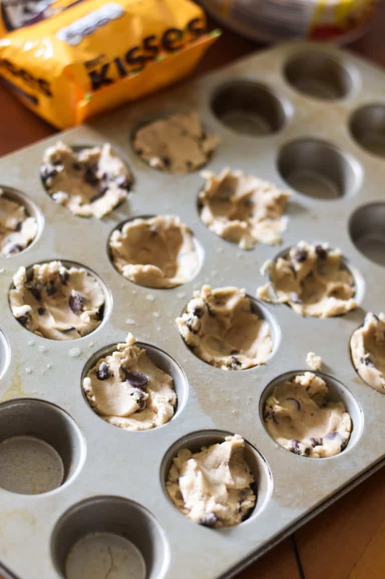 Two Ingredient Cookie Muffins With Hershey Kiss Centers