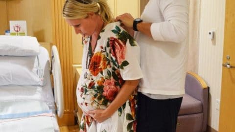 Image for White Natural Birth Front Buttoned Hospital Gown