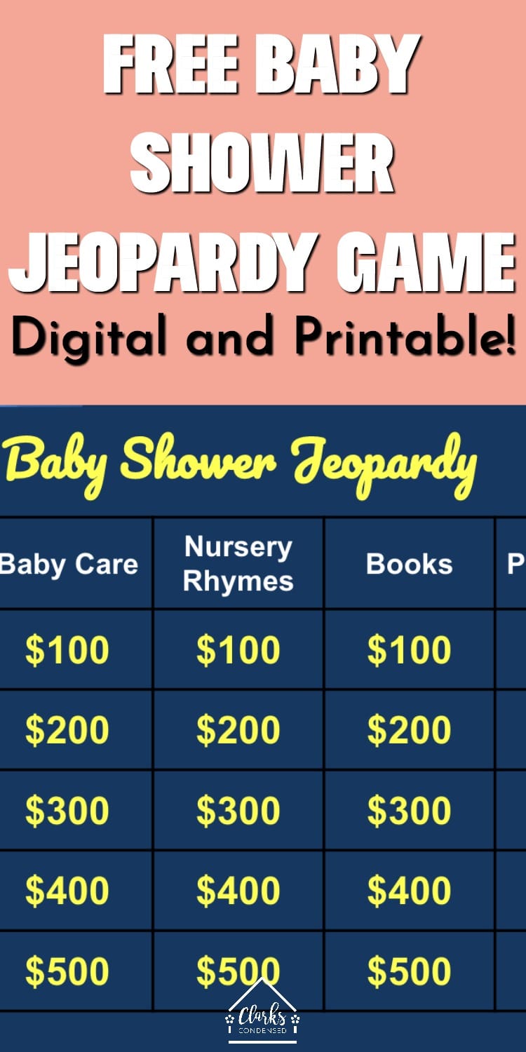 Fun Baby Shower Jeopardy With Free Digital Version Clarks Condensed