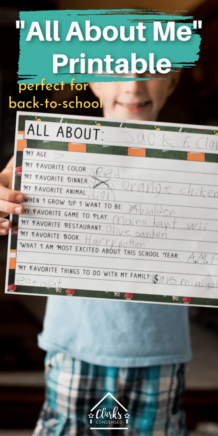 All about me printable