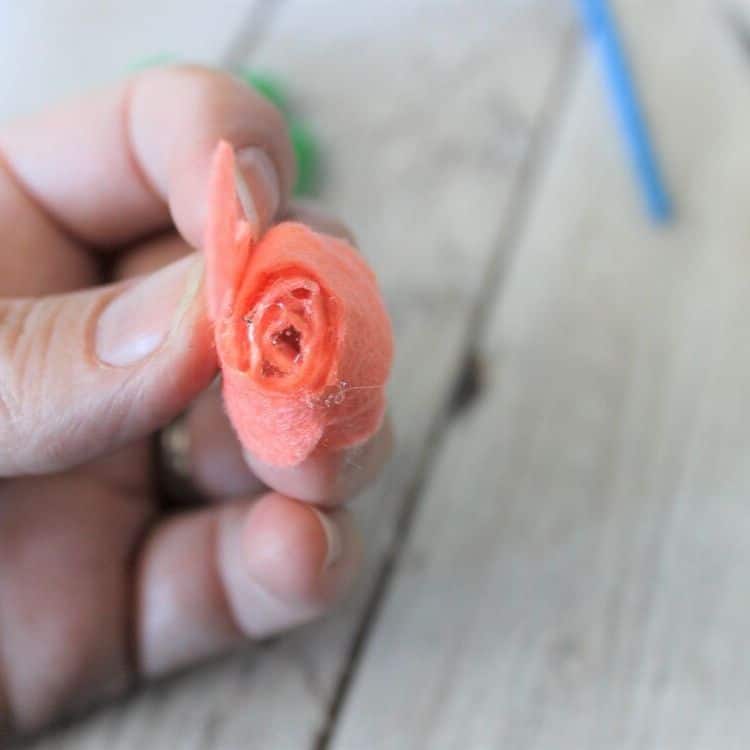 folding a felt flower