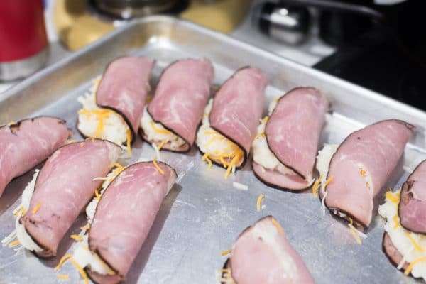 A tray of hot dogs