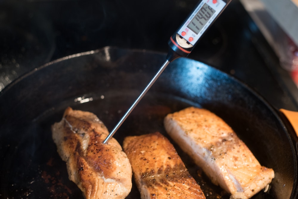 A pan filled with food, with Rastelli\'s and Salmon