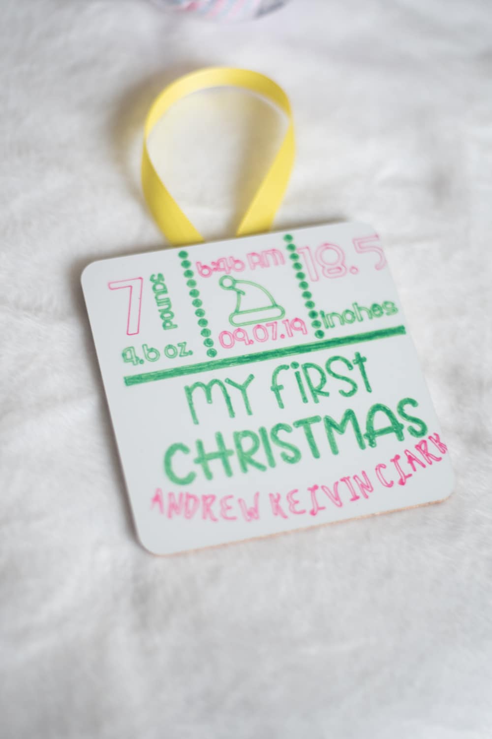 baby's first christmas stat ornament