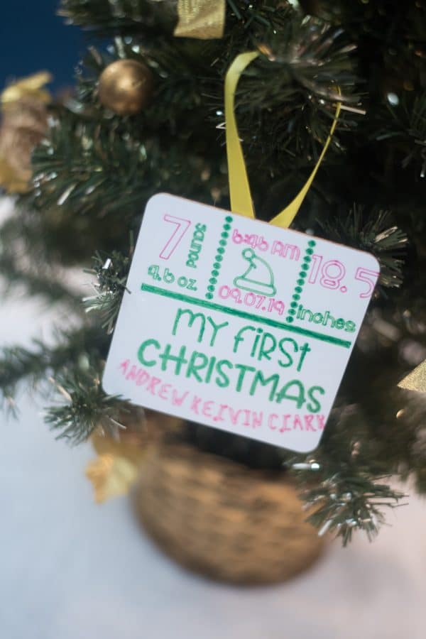 A card ornament from a tree