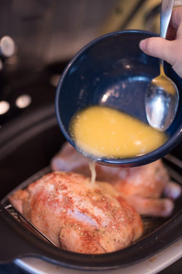 A close up of a bowl, with Slow cooker and Chicken