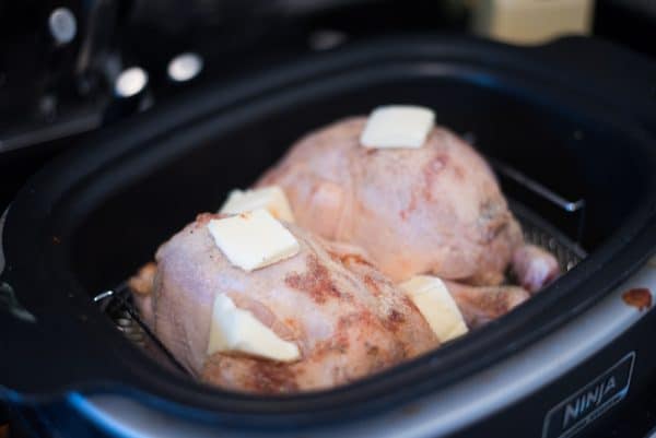 A pan filled with food, with Slow cooker