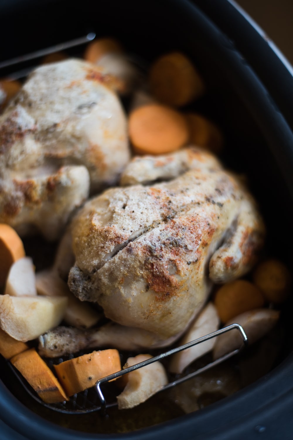 A plate of food, with Slow cooker