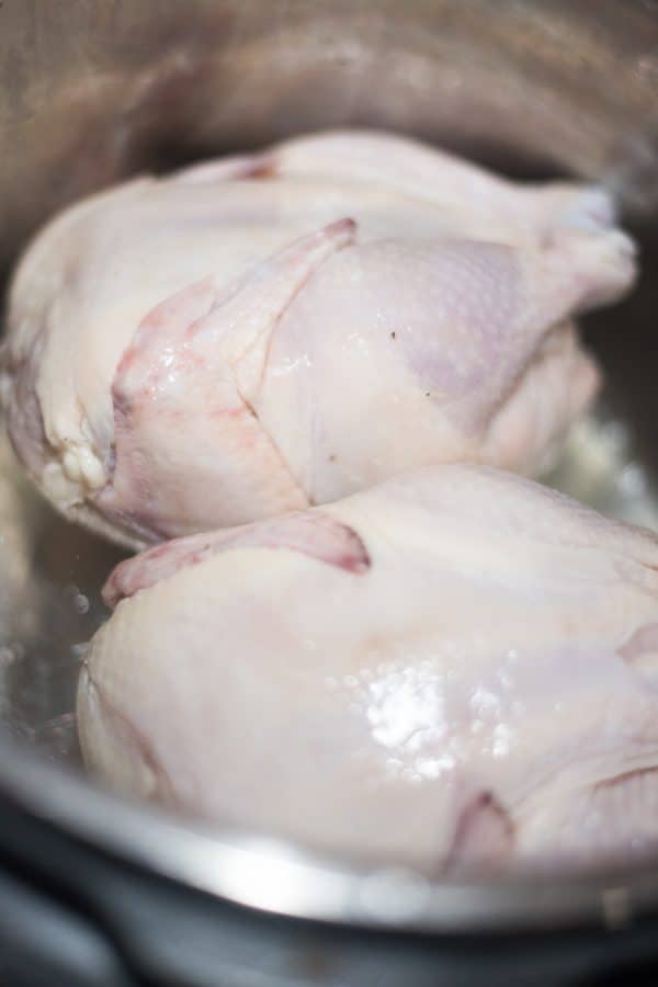 A close up of a bowl, with Chicken and Game