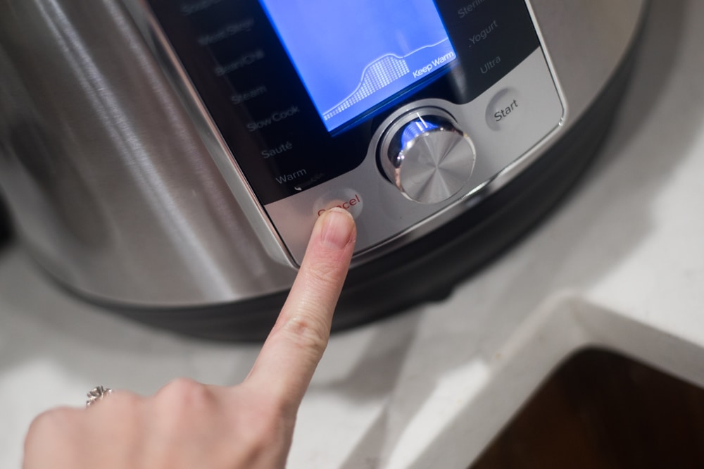 A closeup of an instant pot