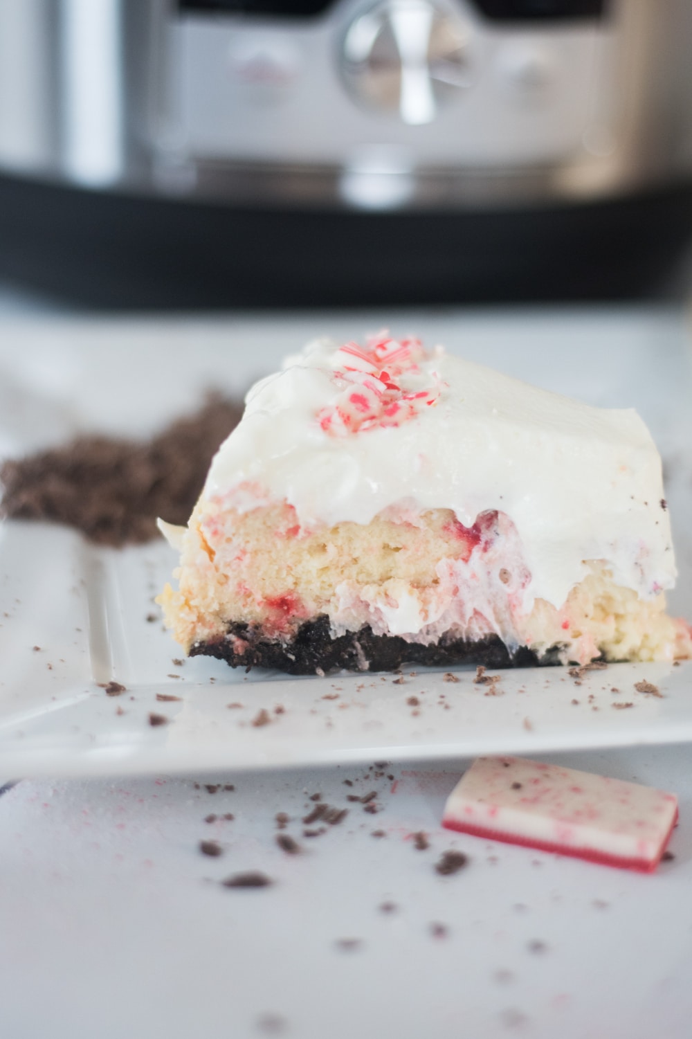 A close up of a slice of cake on a plate