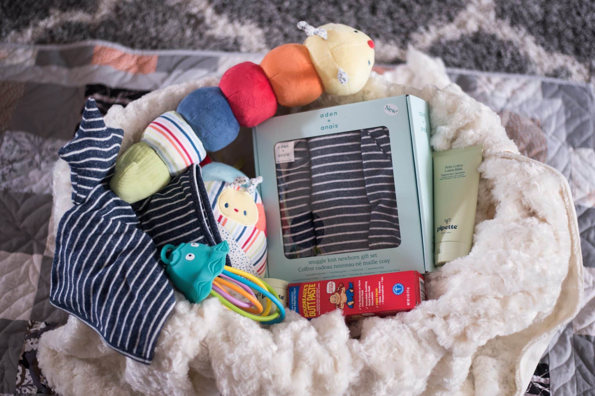 Kids stuffs in a basket