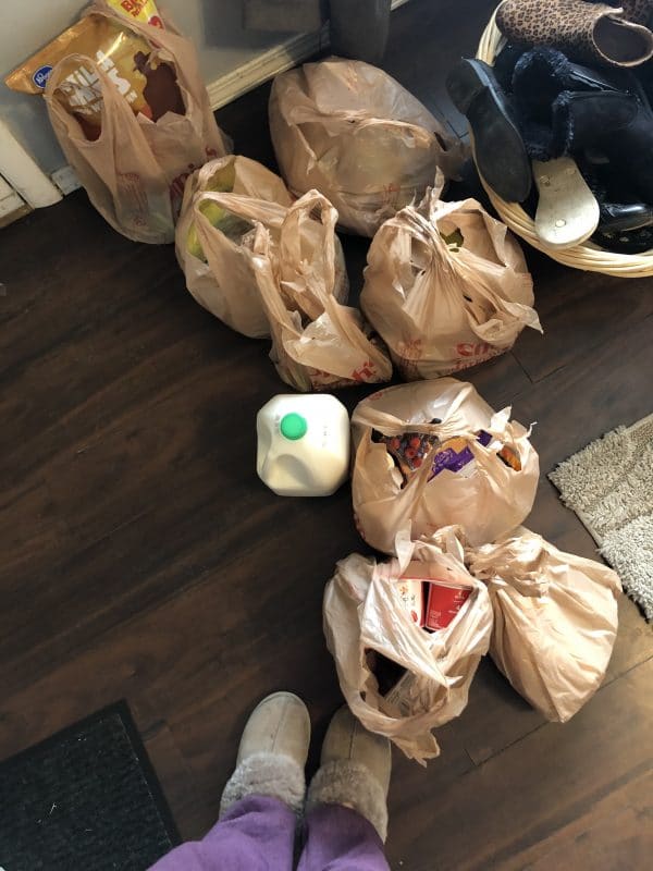 Delivered grocery lying on the floor