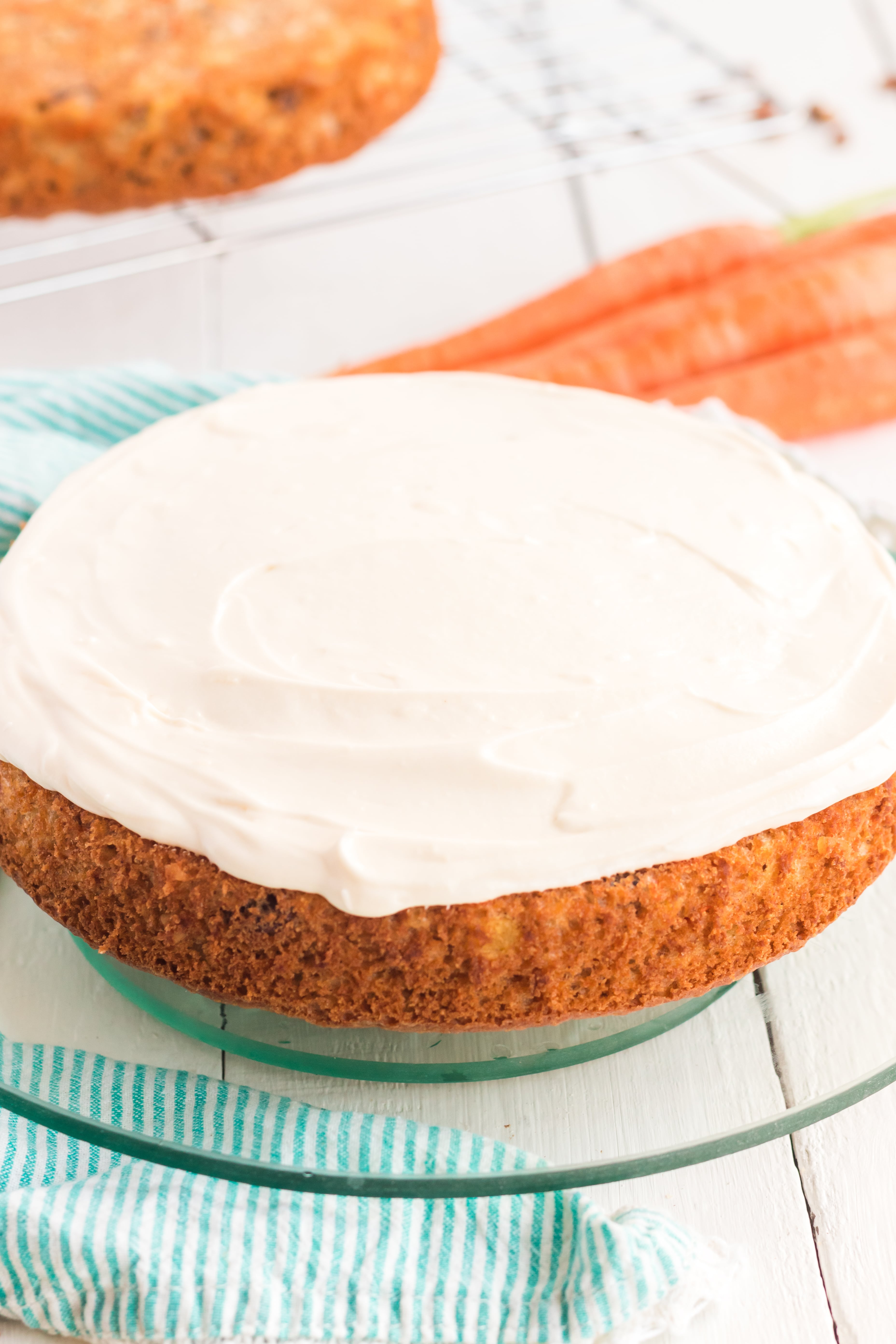 Carrot Cake and white whipped cream on top