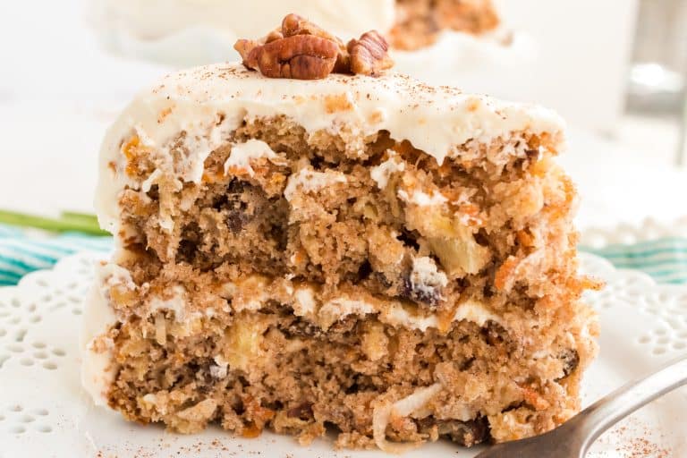 A piece of cake on a plate
