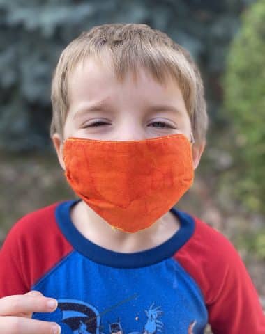 little boy with face mask