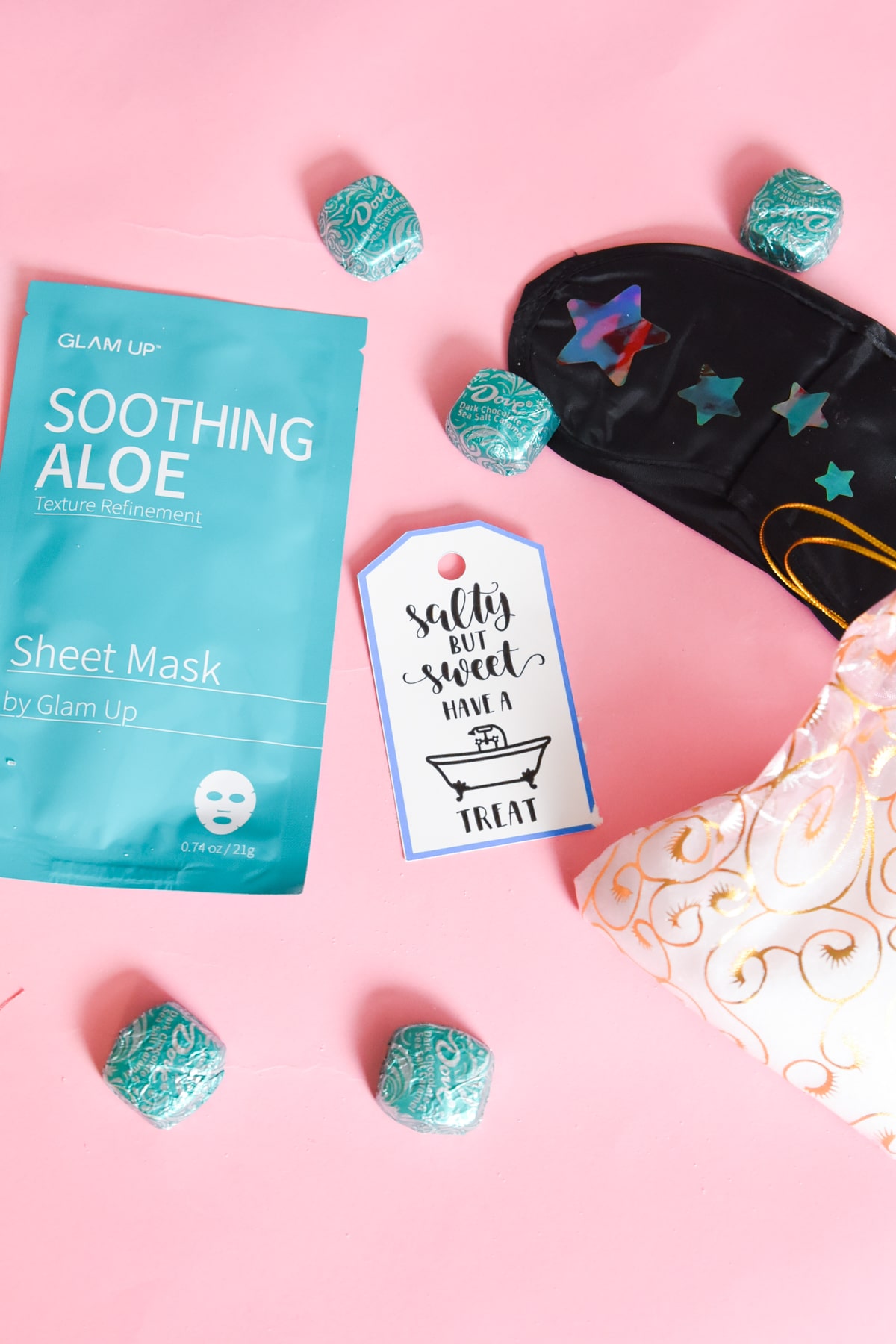 face mask, sleep mask, and candy
