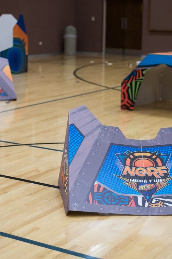 Nerf shields in a gym