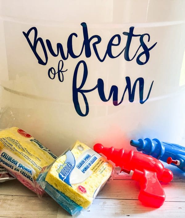 buckets of fun on bucket with water guns