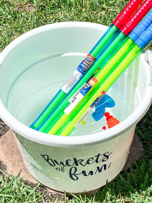 bucket with toys in it