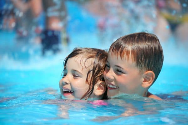 baby swimming in Water park