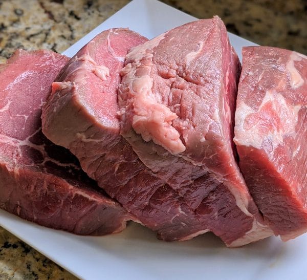 cut pieces of roast beef