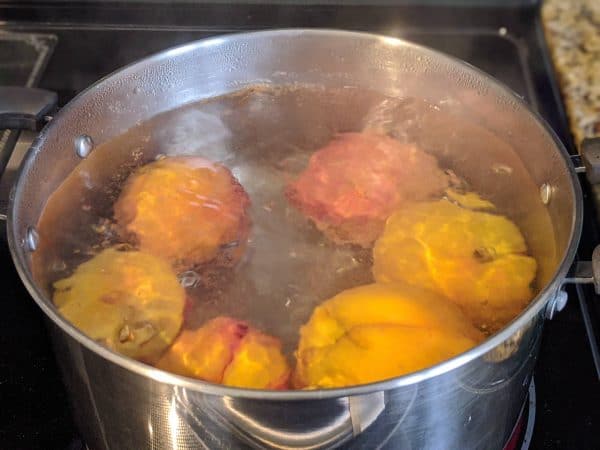 boiling peaches to remove the skin