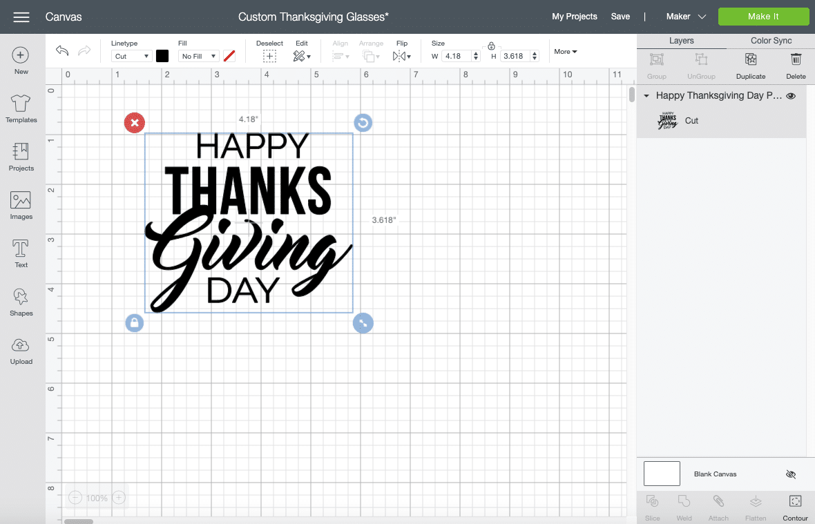 Cricut Design Space Screen Shot