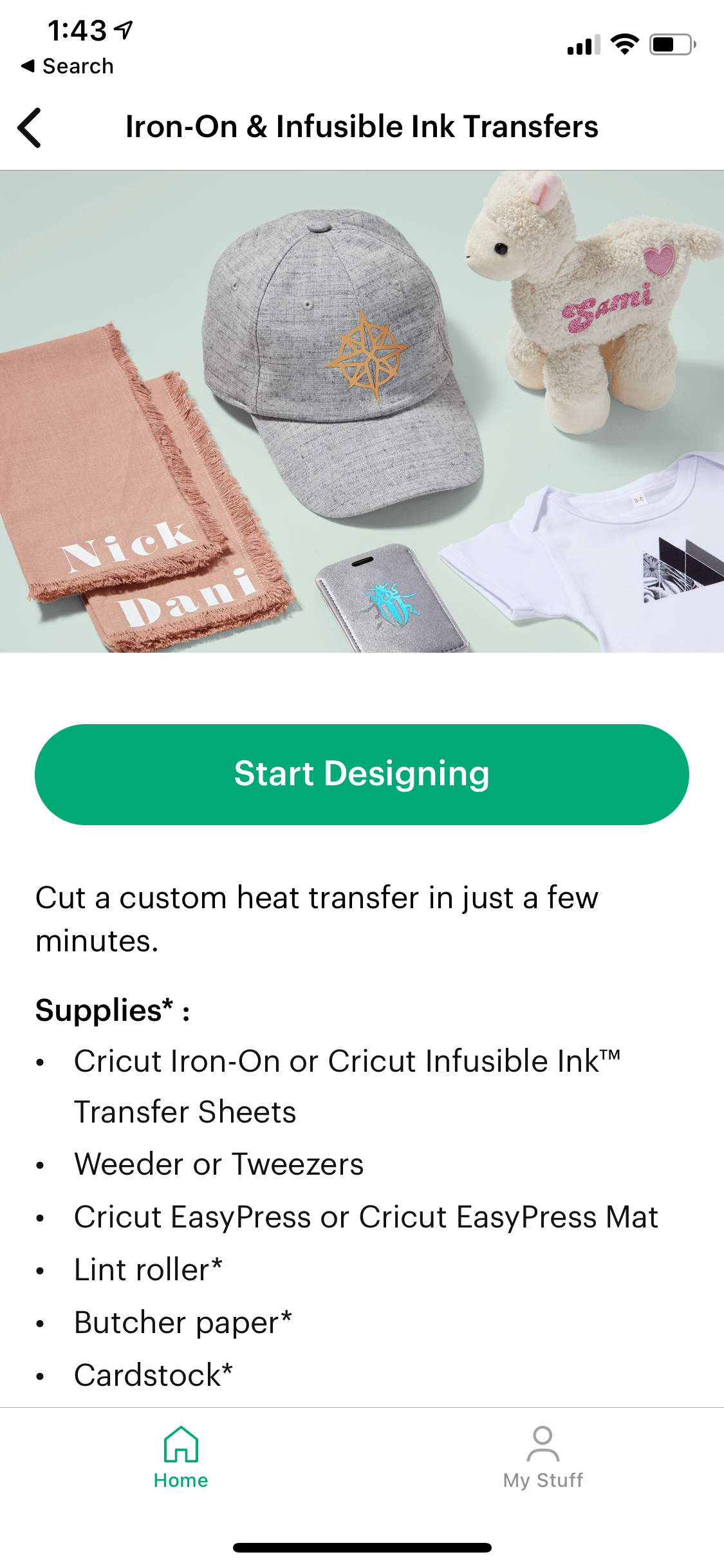 iron on and infusible ink cricut joy app