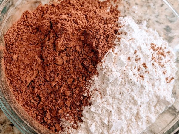 flour and cocoa powder