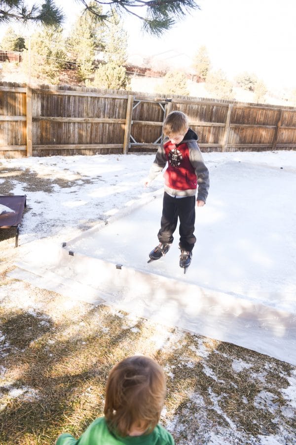 little boy ice skating