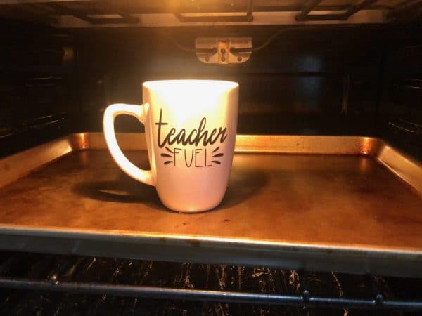 baking mug in oven